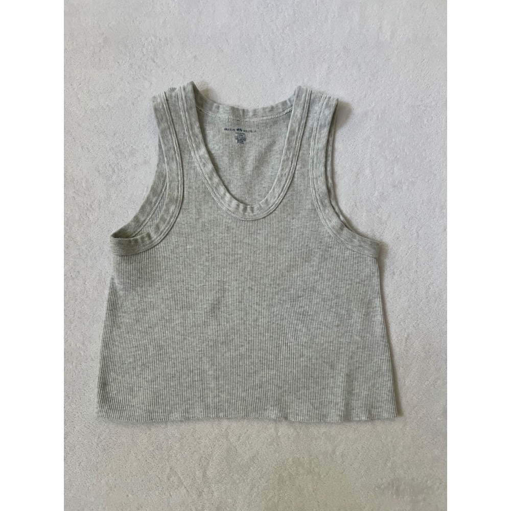 Brandy Melville Tank Top Heather Gray Ribbed Scoop Neck Cropped One Size